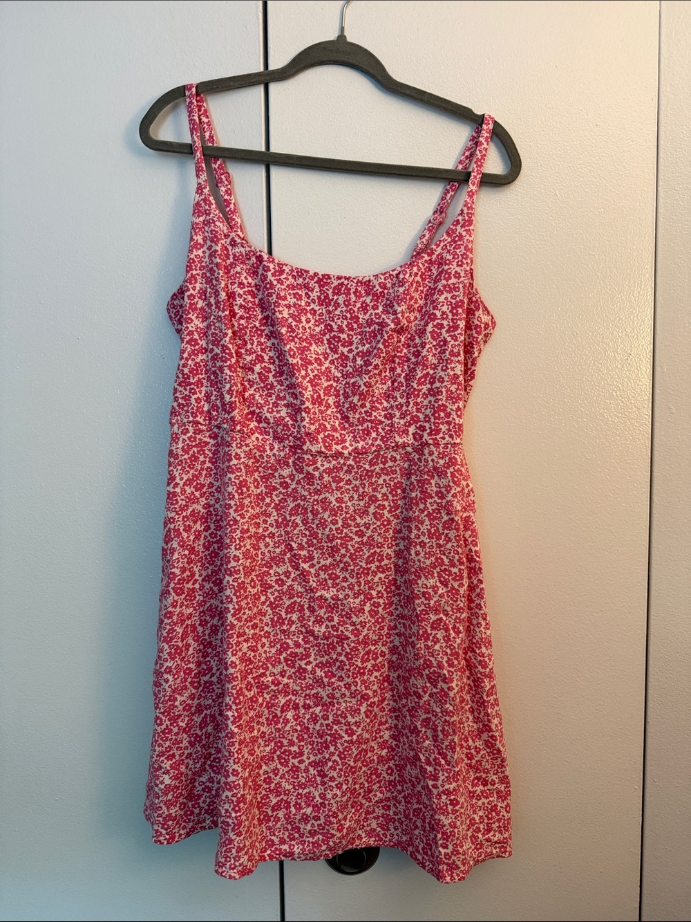 Old Navy Fit And Flare Cami Mini Pink and White Floral Linen Dress Size L